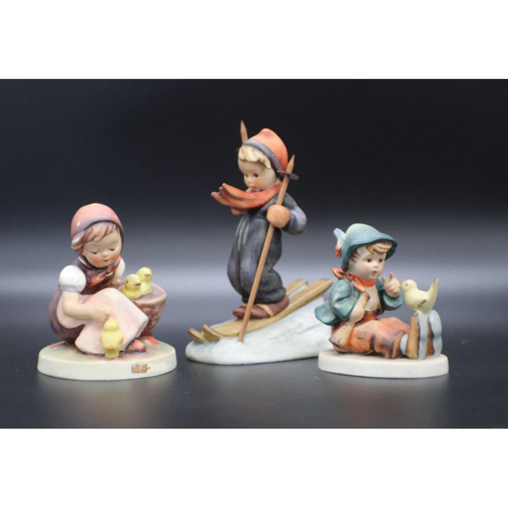 Hummel Goebel 3 Piece set Chick Girl(#57 2/0) Skier (#59) Apple Tree Boy(#142)